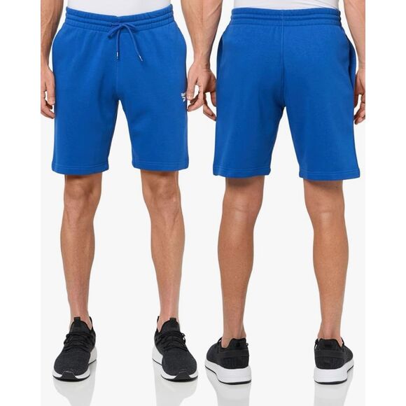 11. Reebok Fleece NWT Identity Small Logo Shorts 9” Vector Blue Medium (multi) - Picture 1 of 5